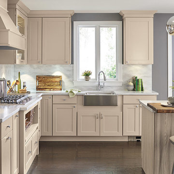Transitional Kitchen with Beige Cabinets