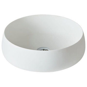 Round Bathroom Vessel Sink, Above Counter Design With Pop Up Drain, White Finish