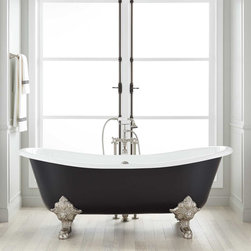 72" LENA CAST IRON CLAWFOOT TUB - MONARCH IMPERIAL FEET - BLACK - Bathtubs
