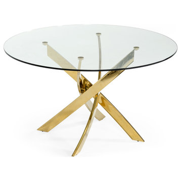 Modrest Pyrite Modern Round Glass Dining Table