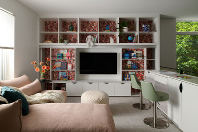 Example of a mid-sized trendy playroom design in Chicago
