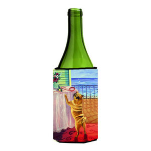 Lady with her Fawn Pug Ultra Beverage Insulators for slim cans