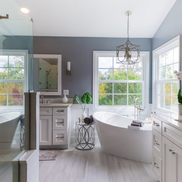 Master Bathroom Remodeled With Stand Alone Tub, Standing Shower & Big Cabinets