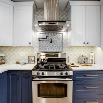 Eclectic White and Blue Kitchen Design Fairfax, VA