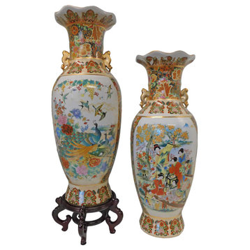 Japanese Satsuma Fluted Vase With Handles