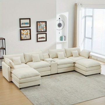 4-Piece U-Shaped Chenille Sectional Sofa