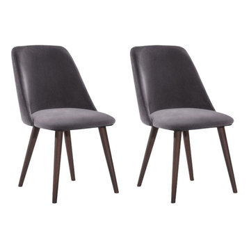 Melrose Velvet Upholstered Dining Side Chair, Set of 2, Pewter Grey