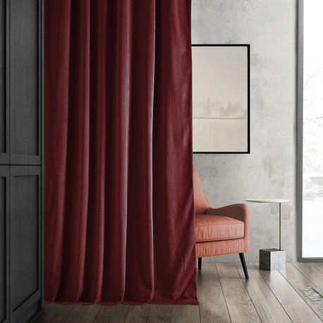 Signature Burgundy Blackout Velvet Curtain Single Panel, 50"x108"