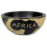 NOVICA - African Map Wood Decorative Bowl - The map of Africa proudly adorns this design from Madam Adwoa and Onyame Akwan Dooso. Carved from native sese wood, the decorative bowl features motifs etched into the sleek black wood.