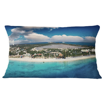Caribbean Coast Tropical Panorama Seascape Throw Pillow, 12"x20"