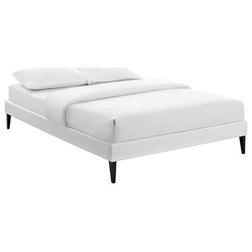 Modway Tessie Queen Vinyl Bed Frame with Squared Tapered Legs in White