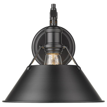 Orwell BLK 1 Light Wall Sconce in Black with a Black Shade