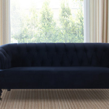 Maxine Tufted Rolled Arm Sofa, Dark Navy Blue