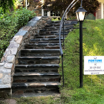 Rebuild & Restoration of Building Stone Wall, Steps & Walkway in Chevy Chase MD