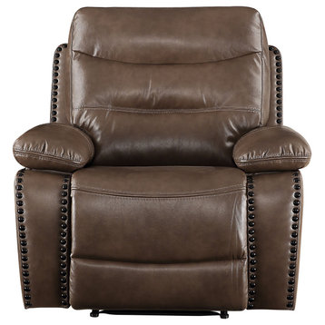 Aashi Recliner, Power Motion, Brown Leather-Gel Match