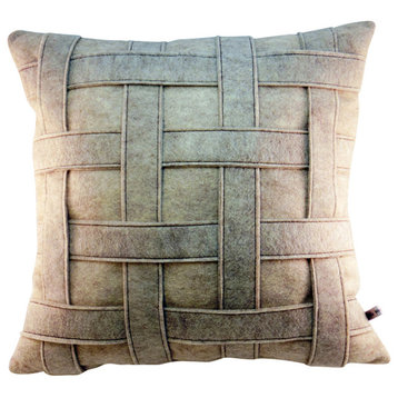 Cream Felt Pillow with Criss-Cross Basket Weave