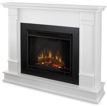 Real Flame Silverton Contemporary Solid Wood Electric Fireplace in White