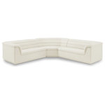 Meridian Furniture - Cascade Upholstered Modular Sofa, Cream, Velvet, Corner Sectional - Give your room a much-needed rehab when you bring home this Cascade velvet modular sectional. The elegantly attention-grabbing design features a modern profile with curved arms deep horizontal channel tufting, so it wows from all angles. Upholstered in rich cream velvet, this seat quickly becomes everyone's favorite spot for curling up with a good book or smart device. Thick foam padding ensures a cozy, body-hugging experience. while you watch TV or just relax.