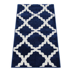 Cozy Rugs - Navy Trellis Runner, 2'8"x5' - Hall And Stair Runners