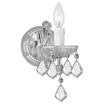 Maria Theresa 9" Wall Sconce in Polished Chrome with Clear Hand Cut Crystals