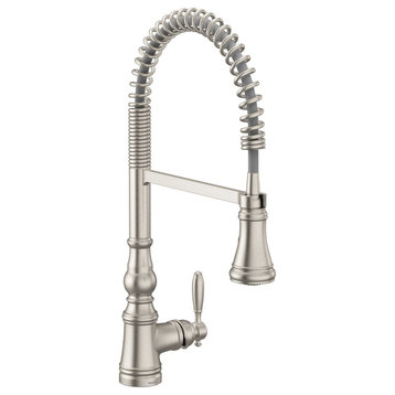 Moen Weymouth 1H Pre-Rinse Puld Kitchen Faucet Spot Resist Stainless, S73104SRS