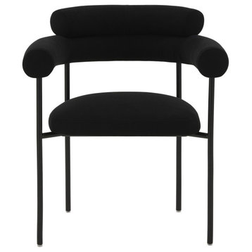 Safavieh Couture Jaslene Curved Back Dining Chair, Black/Black