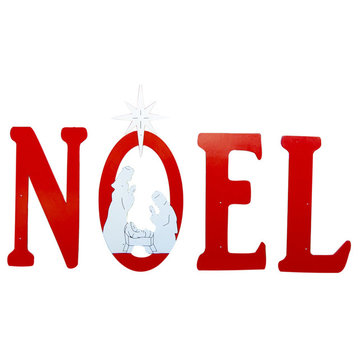 Noel Stake Sign With Nativity Scene