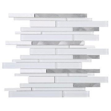 11.75"x12.75" Zayn Mixed Mosaic Tile Sheet, White
