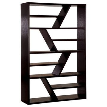 Furniture of America Cinzia Modern Wood Open Shelf Bookcase in Espresso