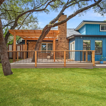 Composite deck and cedar pergola