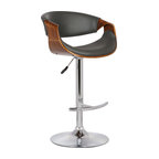 Butterfly Swivel Bar Stool, Walnut and Gray