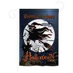 Breeze Decor - Halloween Happy Witching You 2-Sided Impression Garden Flag - Size: 13 Inches By 18.5 Inches - With A 3" Pole Sleeve. All Weather Resistant Pro Guard Polyester Soft to the Touch Material. Designed to Hang Vertically. Double Sided - Reads Correctly on Both Sides. Original Artwork Licensed by Breeze Decor. Eco Friendly Procedures. Proudly Produced in the United States of America. Pole Not Included.