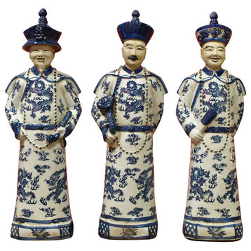 Porcelain Blue and White Qing Emperors, 6"x4"x17.25"