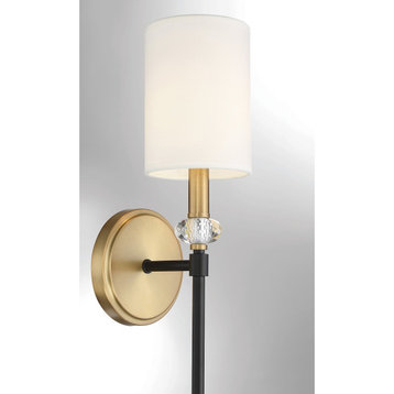 Tivoli 1-Light Wall Sconce, Matte Black With Warm Brass Accents