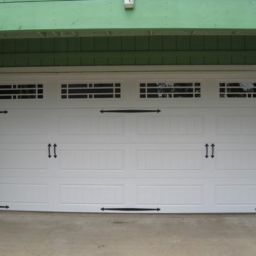 Carriage House Overhead Garage Door on Eclectic Austin Home