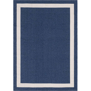 Unique Loom Taupe/Ivory Border Decatur Area Rug, Navy Blue/Ivory, 6'4x9'0
