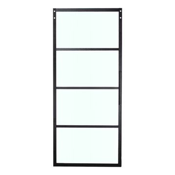 Belleze 36"x84" Barn Door Panel Clear Tempered Glass, Black