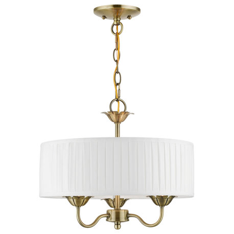 Livex Lighting 3 Light Antique Brass Pendant Chandelier