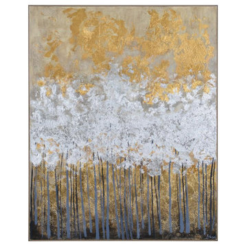 Renwil Magee 40" Modern Cotton Framed Canvas in Textured/Gold Leaf