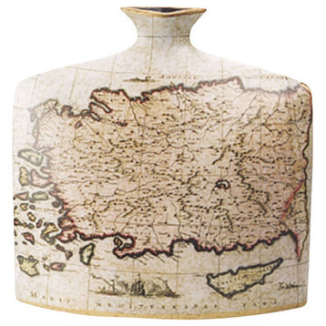 Porcelain Nautical Map Vase