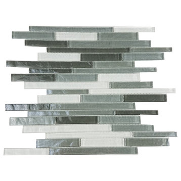 Geo 15.25 in x 11.75 in Textured Glass Thin Linear Mosaic in Whistler
