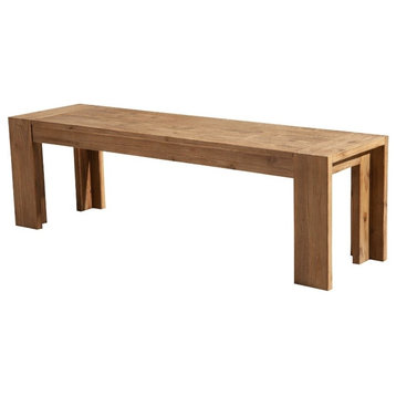 Solid Acacia Wood Bench With Bracket Legs, Brown