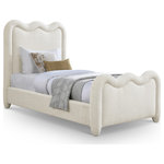 Meridian Furniture - Gavin Upholstered Bed, Cream, Twin, Chenille Fabric - The regal Gavin cream chenille fabric twin bed provides both luxury and comfort with a soft, textured finish that works well in modern and traditional settings. Its clean lines and elegant design make it a versatile option, while the sturdy frame guarantees support and restful sleep.