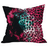 Caleb Troy Leopard Storm Pink Outdoor Throw Pillow, 18x18x5
