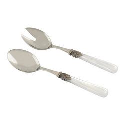 Arvind Group - Napoleon Salad Tossers, Set of 2, White - Serving Utensils
