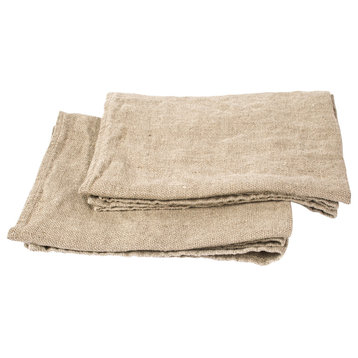 Natural Linen Prewashed Hand And Guest Towels, Set of 2, Rustico