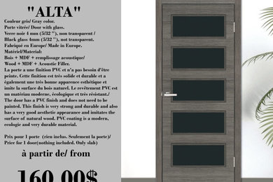 Interior door "ALTA", gray, 5 black glasses, from 28" to 34" x 80"