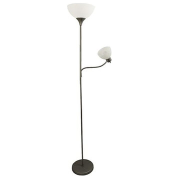 Simple Designs Floor Lamp With Reading Light, Silver