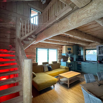 Naturstammhaus Spreewald Küche / Wohnzimmer