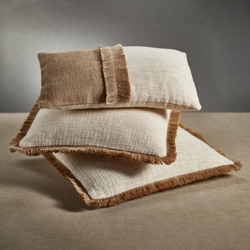 Amaranth 2-Tone Cotton and Jute Throw Pillows, Set of 2